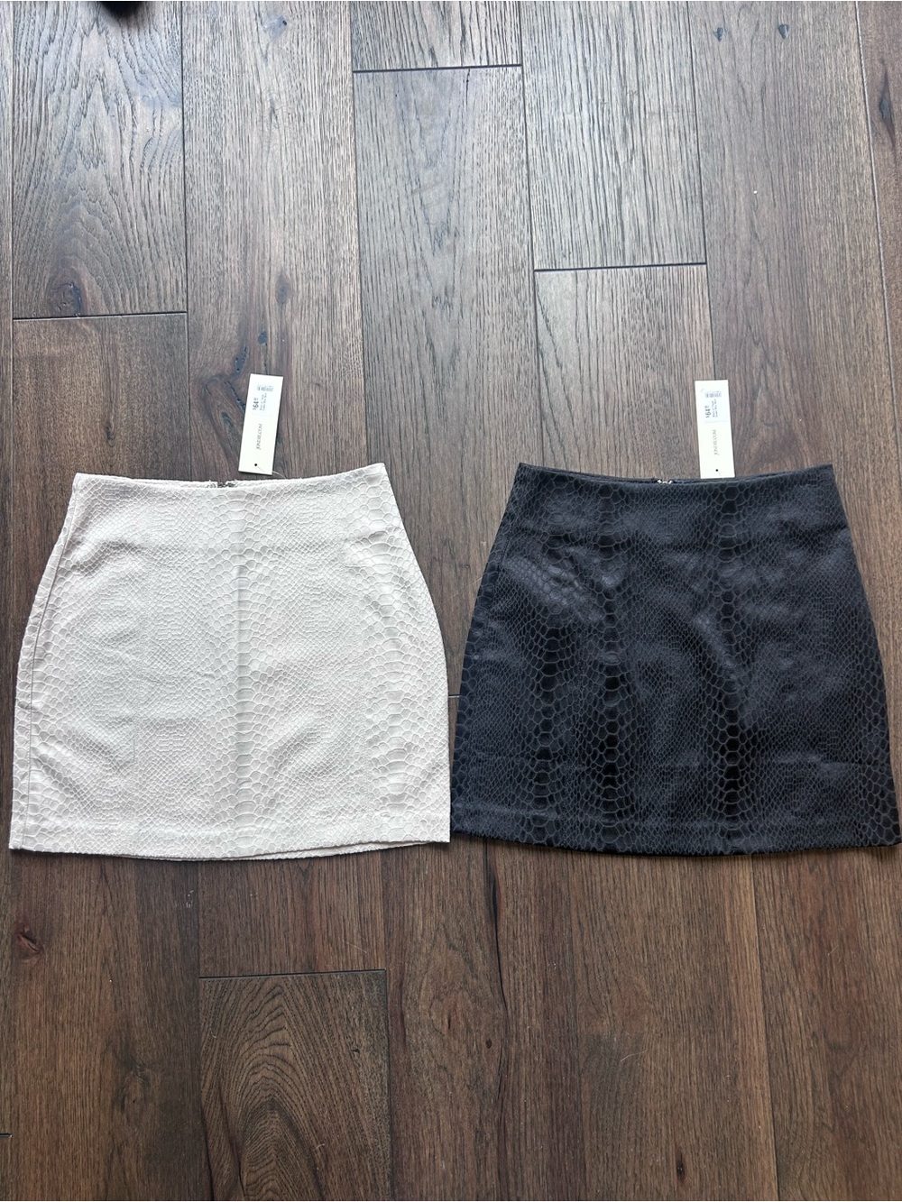 Jondie Snake-Embossed Mini Skirts NWT set of 2- Black and Taupe